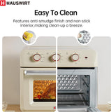 Hauswirt? K5M ,26.5Qt Countertop Conventional Oven K5M, XL Air Fryer 12-Slice Toaster Reheat Bake Rotisserie Broil Dehydrate 10-in-1 Combo,1600 Watts,Non-Stick,Stainless Steel,Online Recipe Booklet